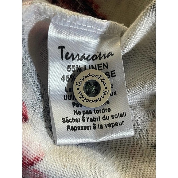 Terracotta Womens Floral Button Kimono Boho Tunic Linen Viscose Size 4 Shirt - Picture 12 of 13